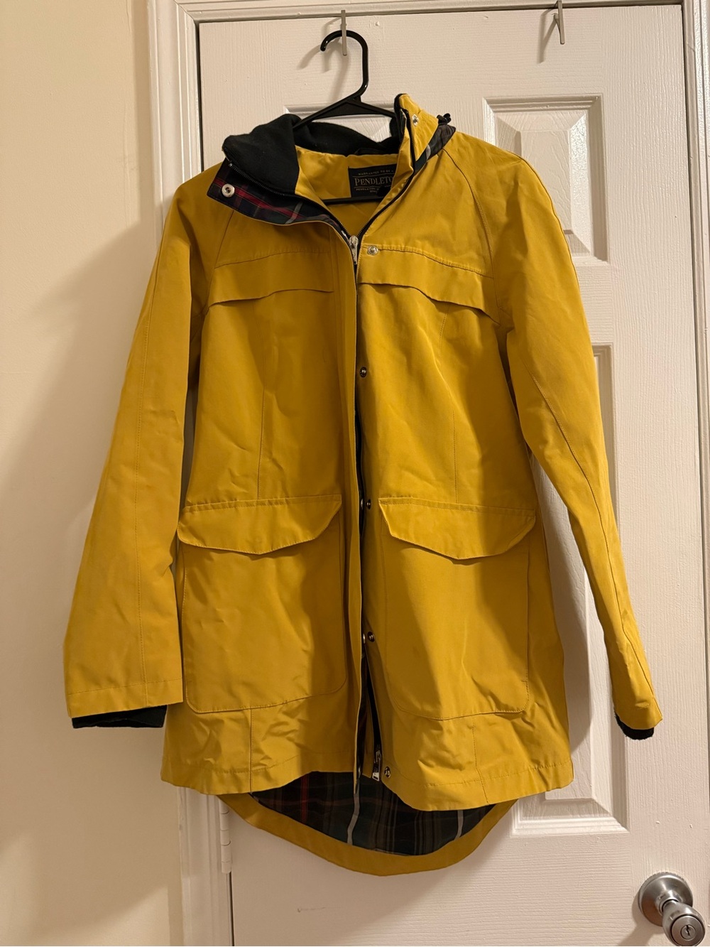 Pendleton Mustard Yellow Hooded Trench Coat